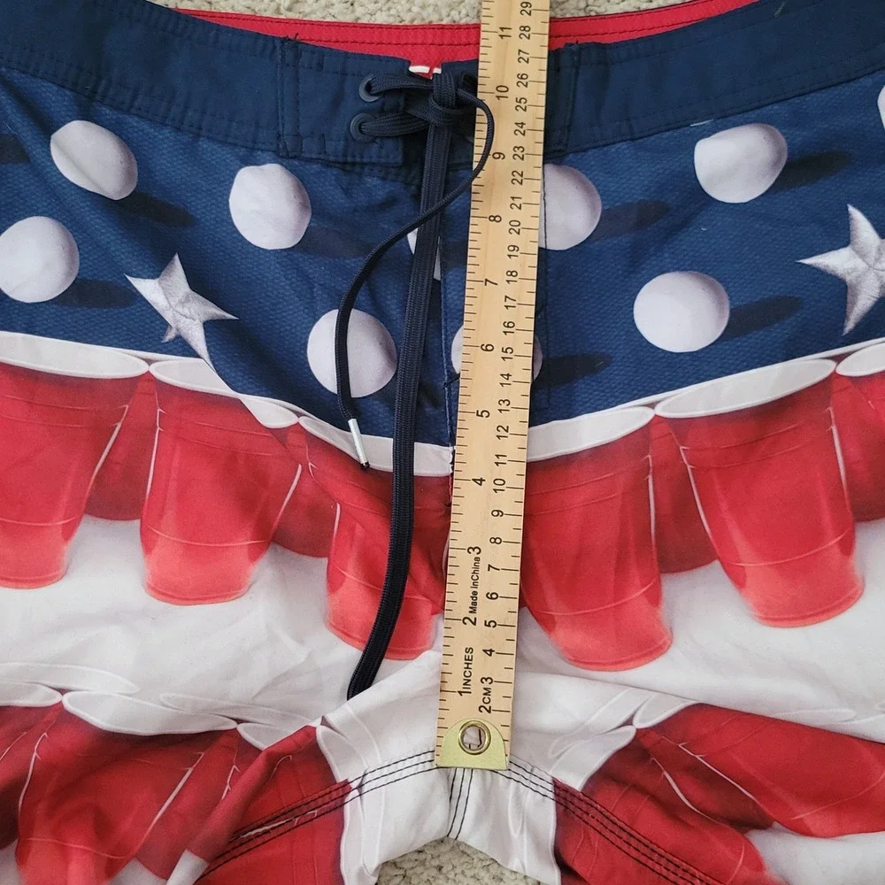 ONeill Hyperfreak Mens 28 Board Shorts Patriotic Red Solo Cup Beer Pong Murca